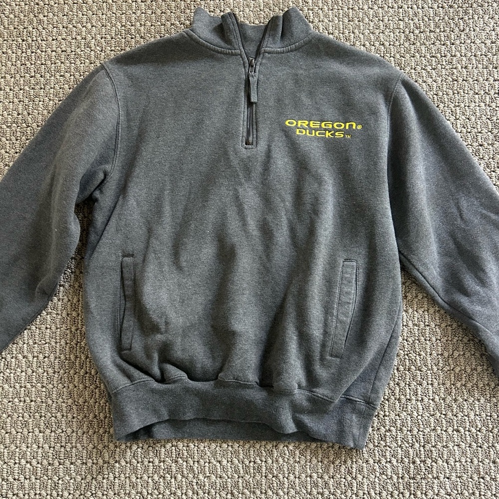 Stadium Athletics Gray and Yellow Oregon Ducks Men's Zip Up Sweater